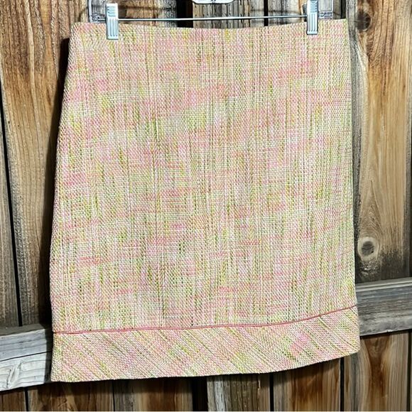 Sigrid Olsen skirt 100% cotton tweed pink green lined 8 NWOT FIRM on PRICE - Picture 1 of 6